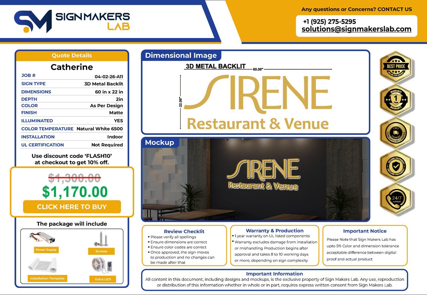 Sirene Restaurant & Venue 3D Metal Back-Lit Signmakerslab