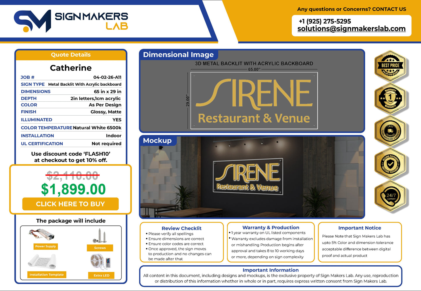 Sirene Restaurant & Venue 3D Metal Back-Lit Signmakerslab