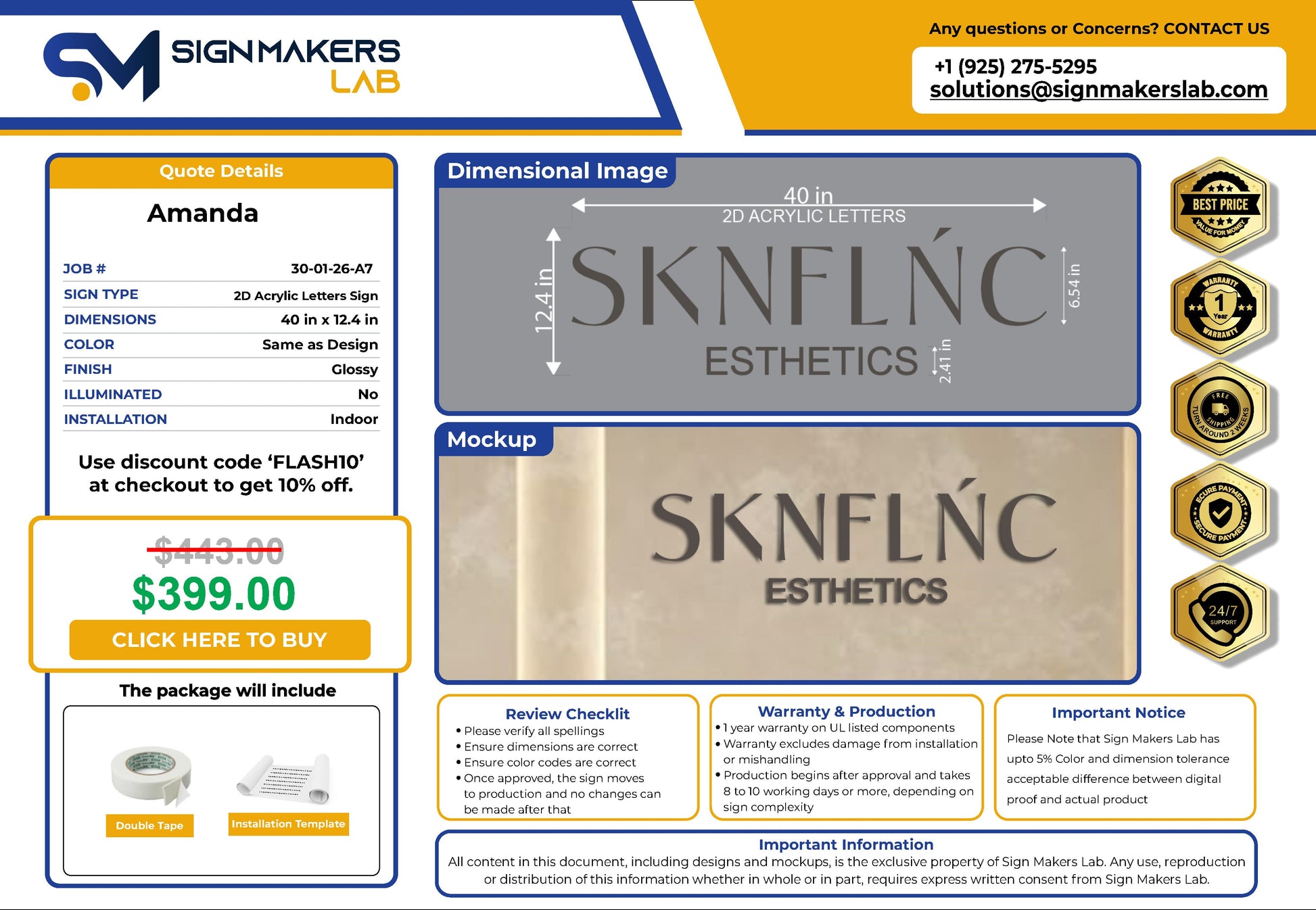 SKNFLŃC Esthetics 2D Acrylic Letter Sign Signmakerslab