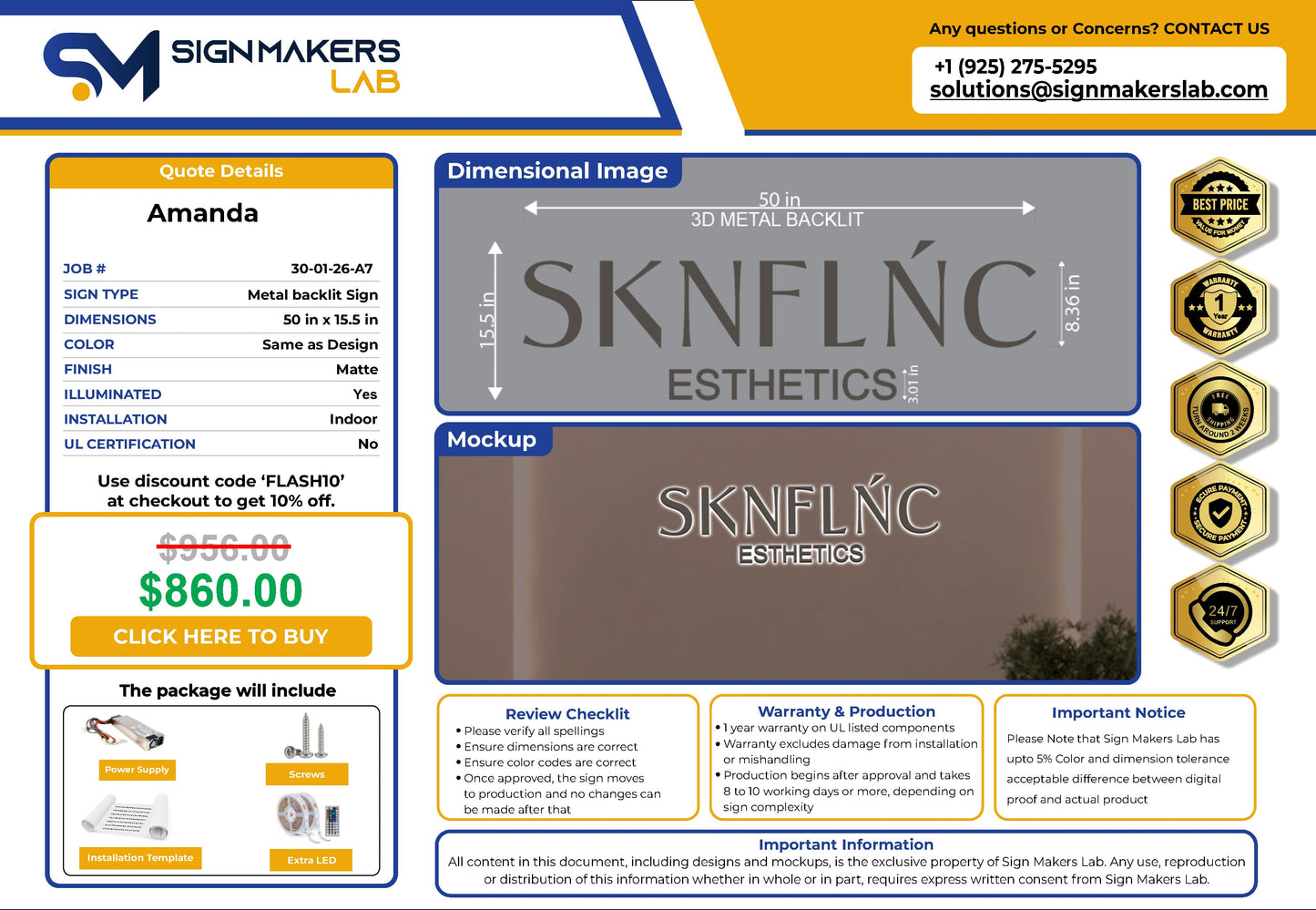 SKNFLŃC Esthetics  3D Metal Back-Lit Signmakerslab