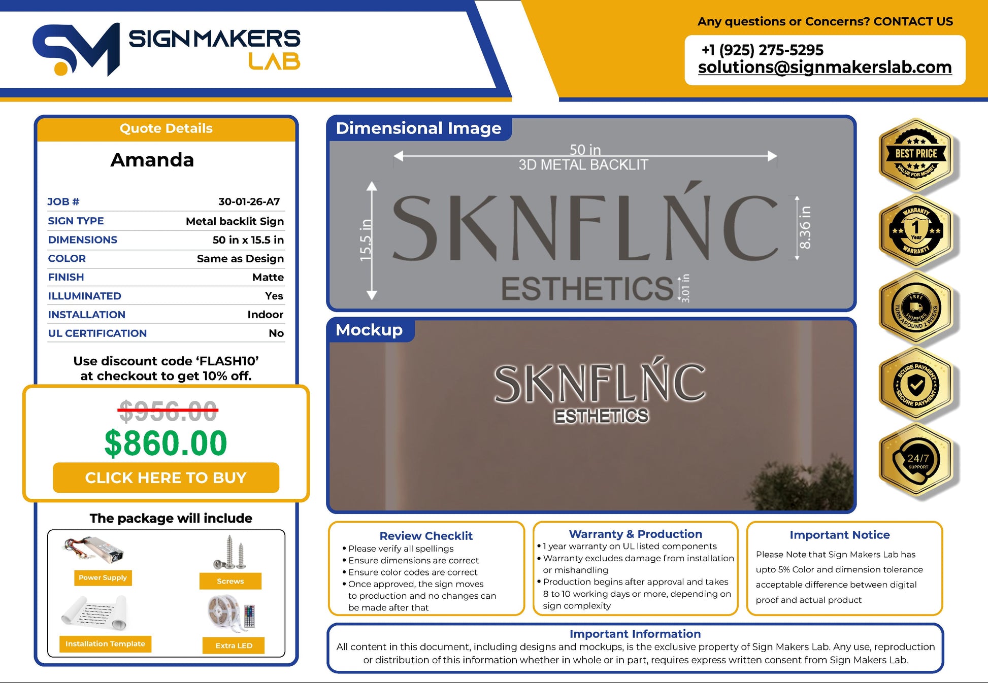 SKNFLŃC Esthetics  3D Metal Back-Lit Signmakerslab