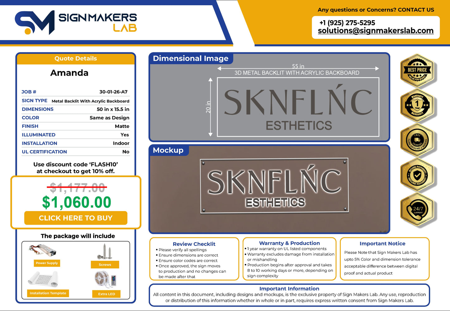 SKNFLŃC Esthetics  3D Metal Back-Lit Signmakerslab