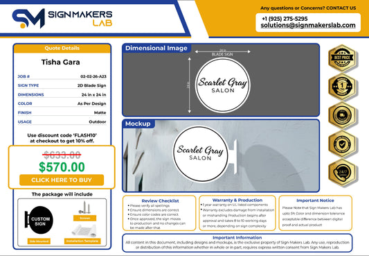 Scarlet Gray Salon  2D Blade Sign Signmakerslab