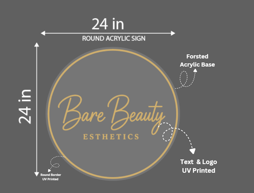 Bare Beauty Aesthetics Round Acrylic Sign