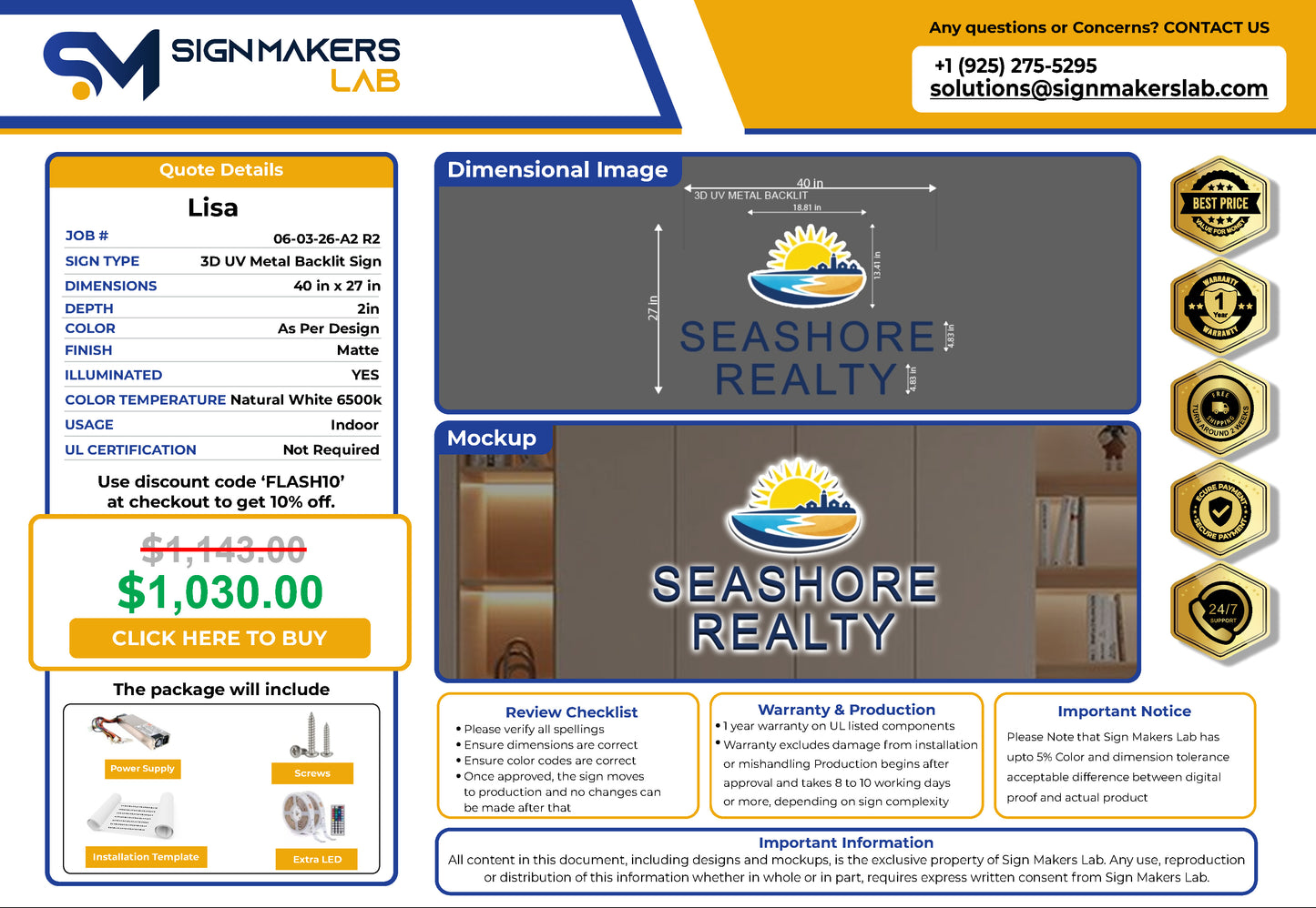 Seashore Realty 3D Metal Back-Lit