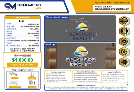 Seashore Realty 3D Metal Back-Lit