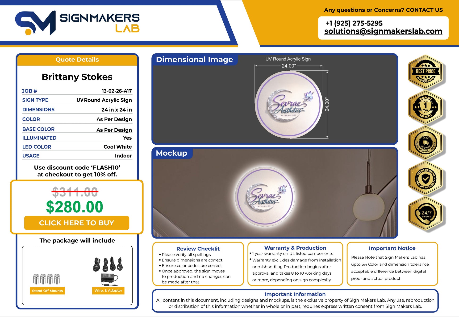 Sevrae Aesthetics Round Acrylic Sign Signmakerslab