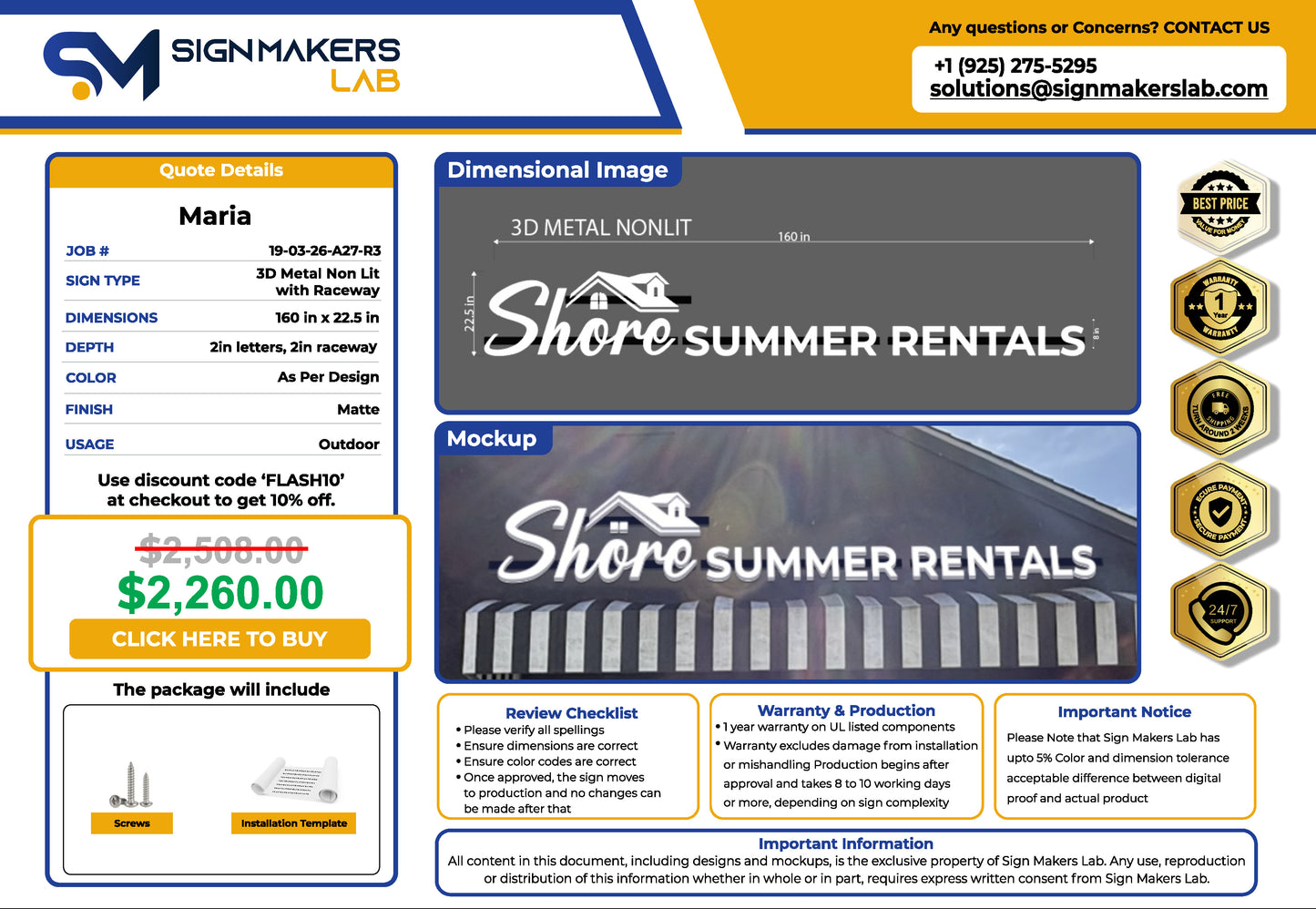 Shore Summer Rentals 3D Metal Non-lit Sign with Raceway