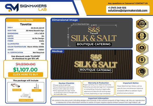 Silk & Salt 3D Metal Backlit Sign