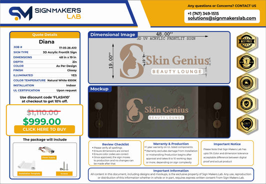 Skin genius 3D Acrylic Frontlit