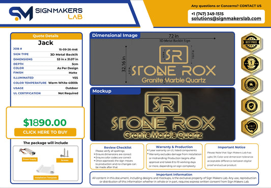 3D Metal Back-lit SIgn-Stone Rox