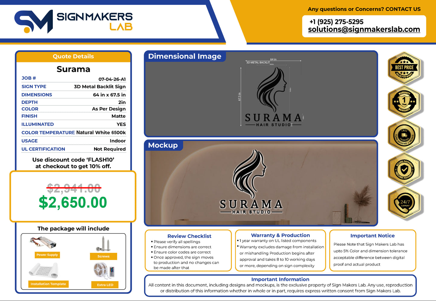 Surama hair studio 3D Metal Back-Lit