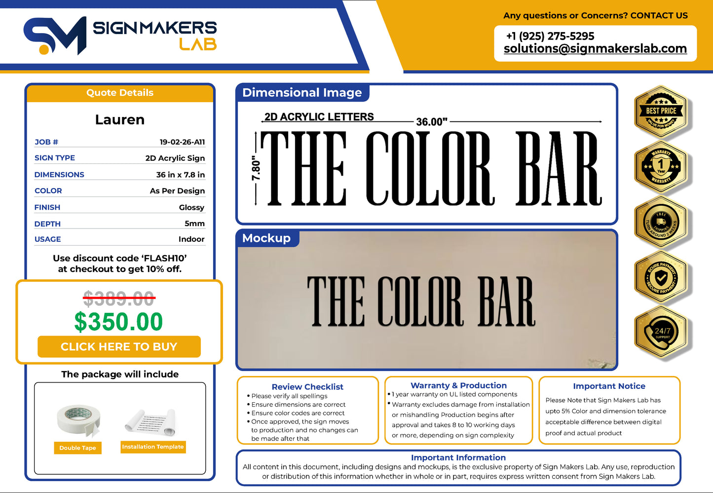 The Color Bar 2D Acrylic Letter Sign