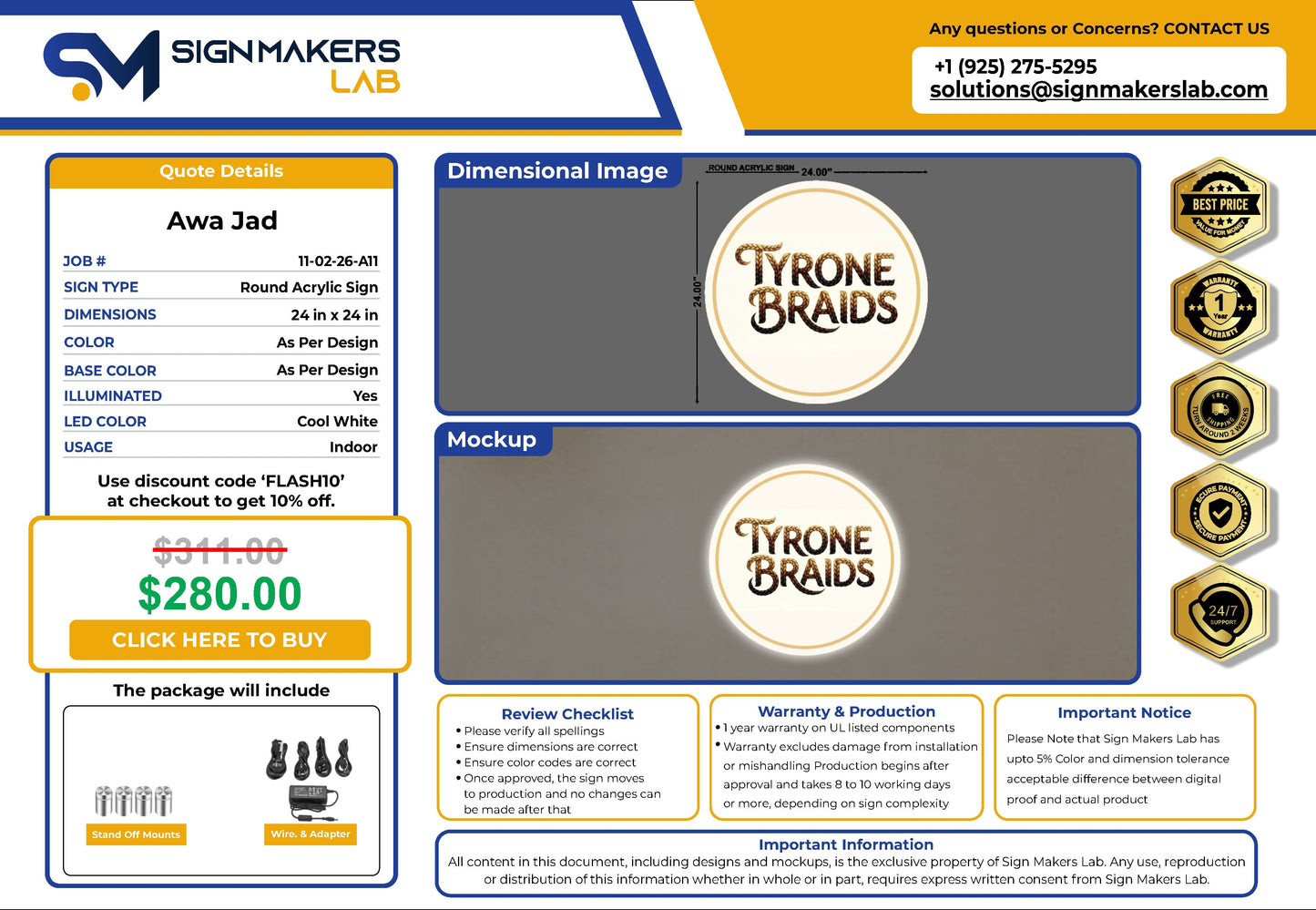 Tyrone.braids Round Acrylic Sign Signmakerslab