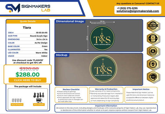 T & S Aesthetics Round Acrylic Sign
