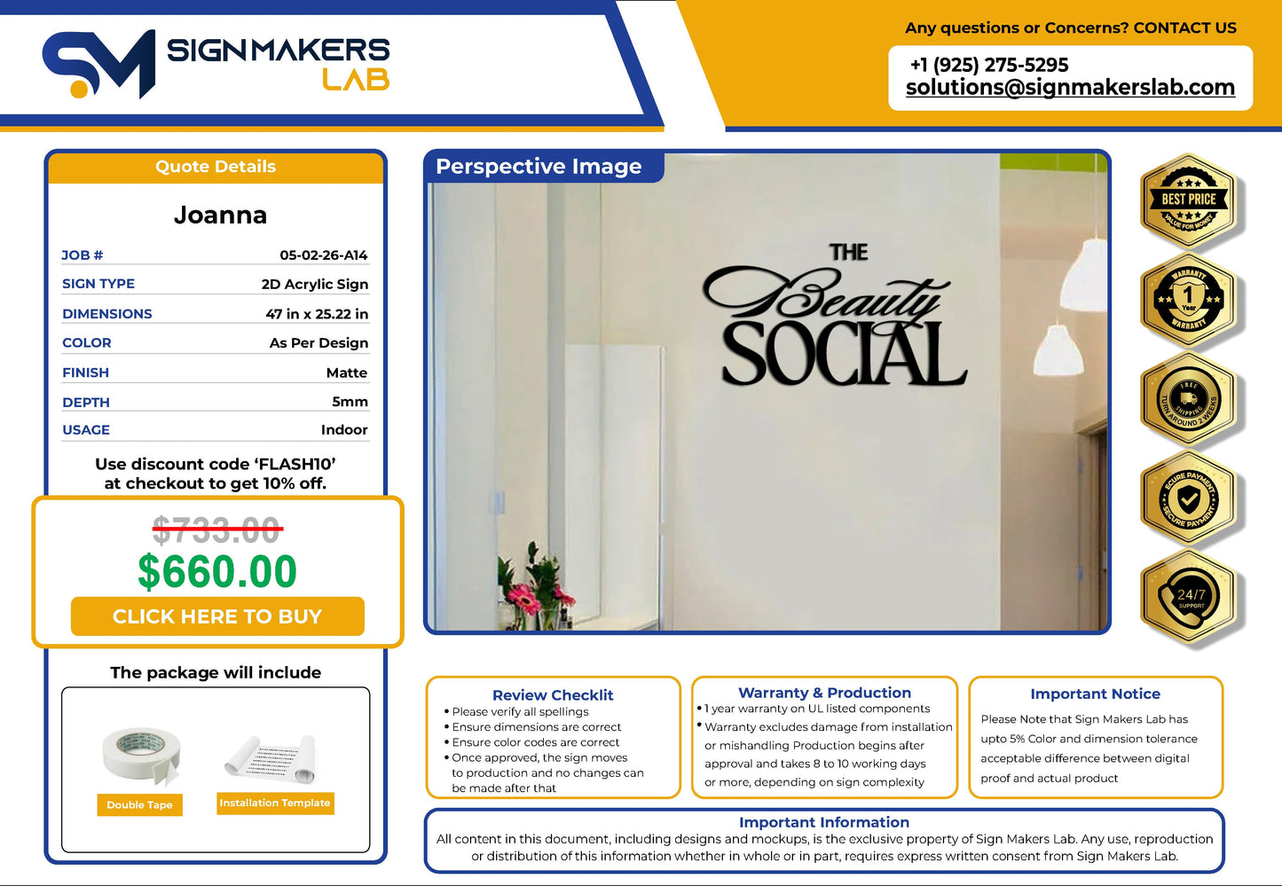 The Beauty Social 2D Acrylic Letter Sign Signmakerslab