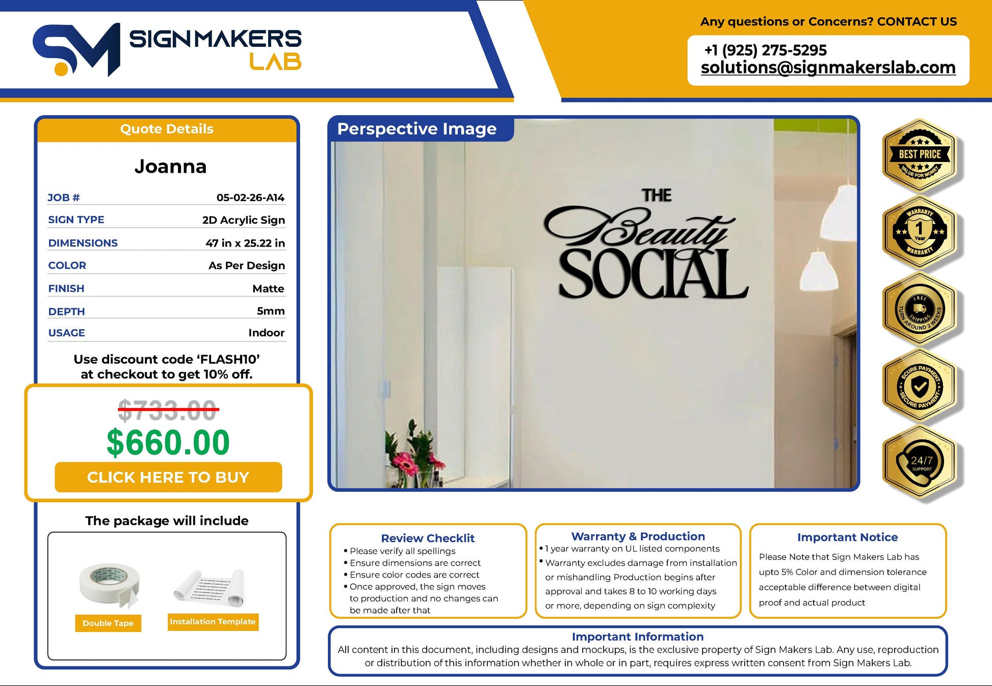 The Beauty Social 2D Acrylic Letter Sign Signmakerslab