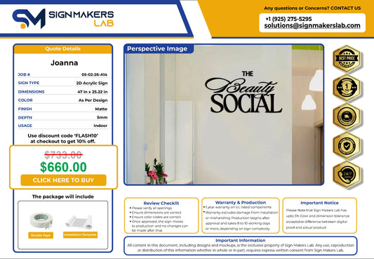 The Beauty Social 2D Acrylic Letter Sign Signmakerslab