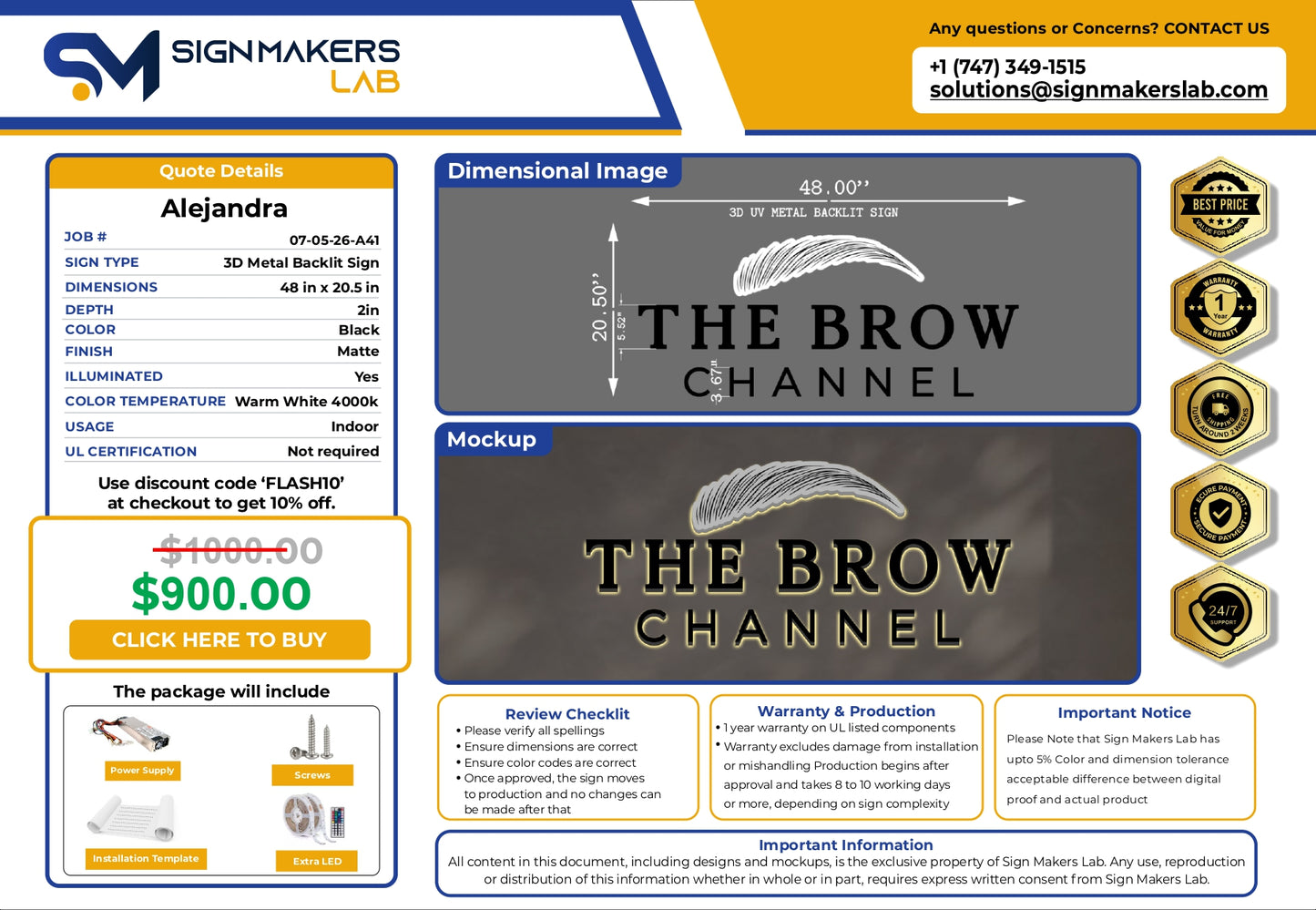 3D Metal Back-lit Sign-The Brow Channel