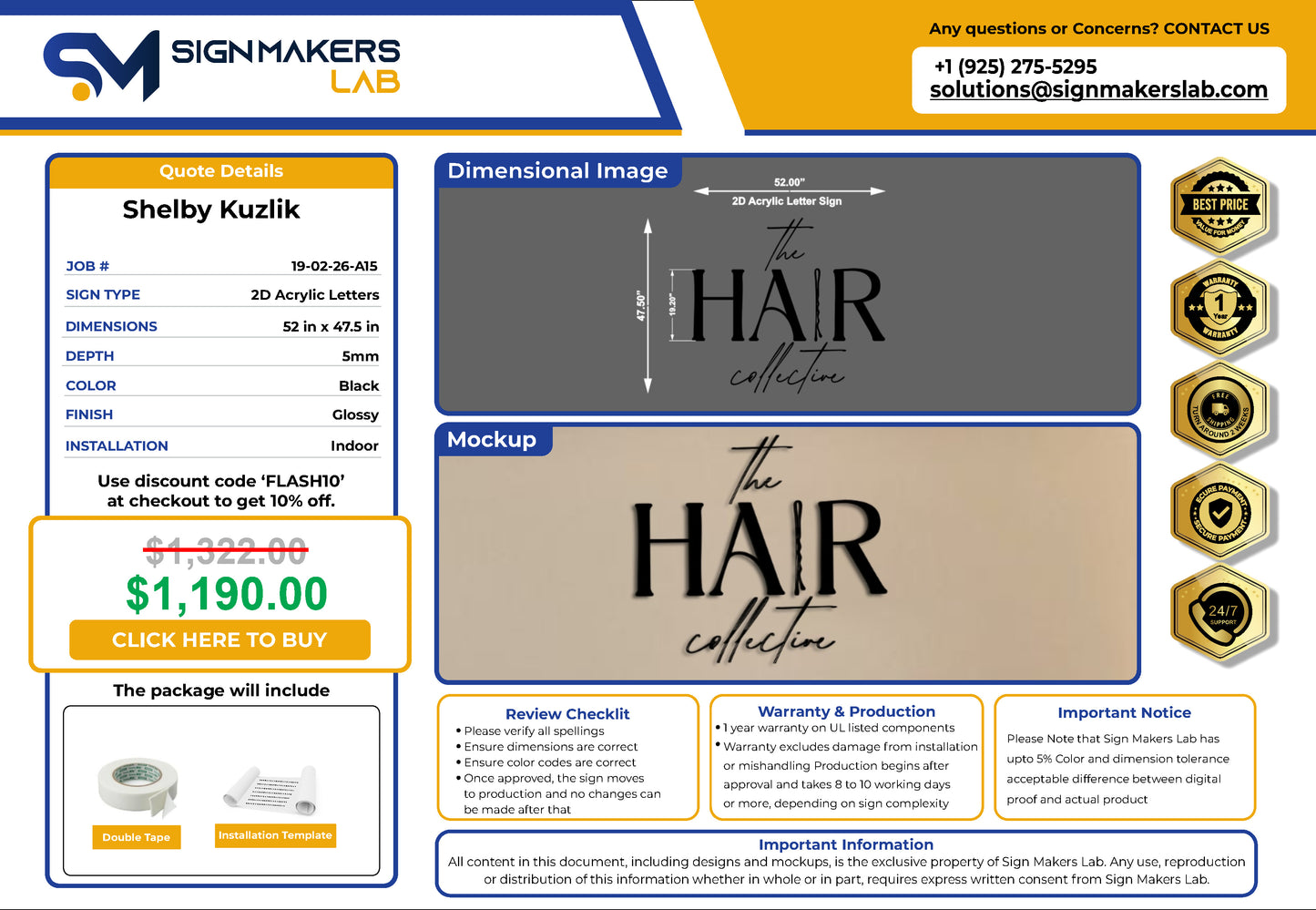 The Hair Collective 2D Acrylic Letter Sign