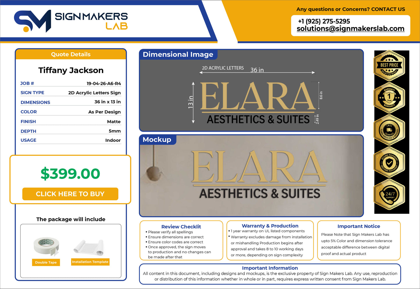 ELARA 2D Acrylic Sign
