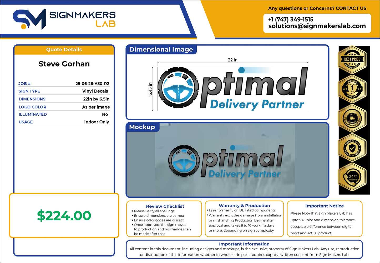 Optimal Delivery Partner Signs