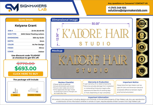 K'ADORE HAIR Studio Metal Sign