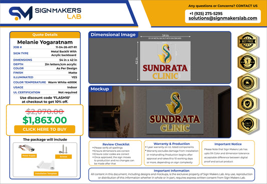 Sundrata Clinic Metal Backlit Sign
