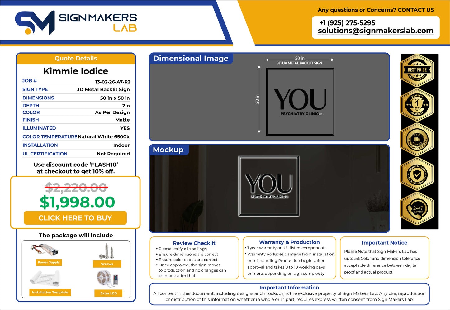 YOU Psychiatry Clinic Metal Backlit Sign