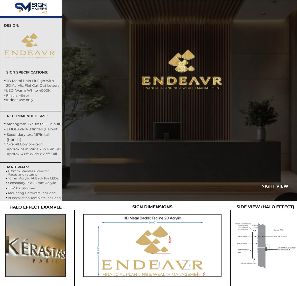 ENDEAVR Metal Backlit Sign with acrylic letters