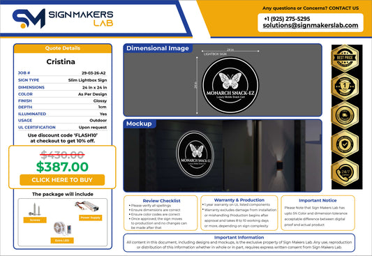 Monarch Snack-Ez Slim Lightbox Sign