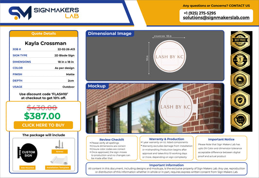 LASH by KC 2D Blade Sign