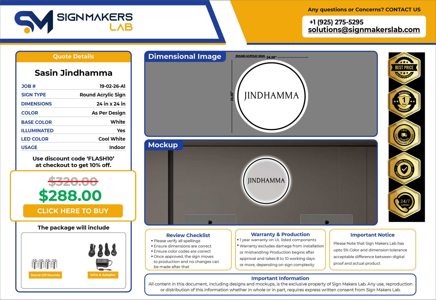 JINDHAMMA Round Acrylic Sign