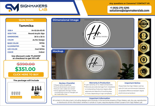 HR Hair Raisorz Round Acrylic Sign