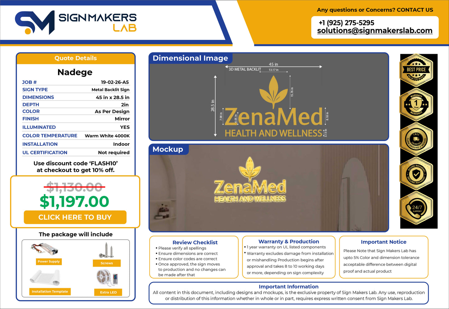 ZenaMed Health and Wellness Metal Backlit Sign