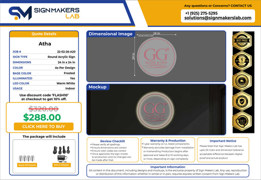 Glaze & Glo Round Acrylic Sign