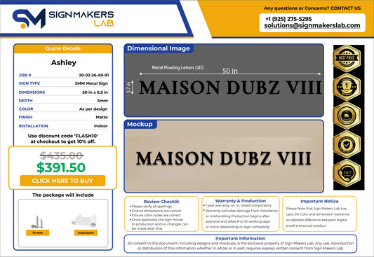 Maison Dubz VIII Metal Floating Letters