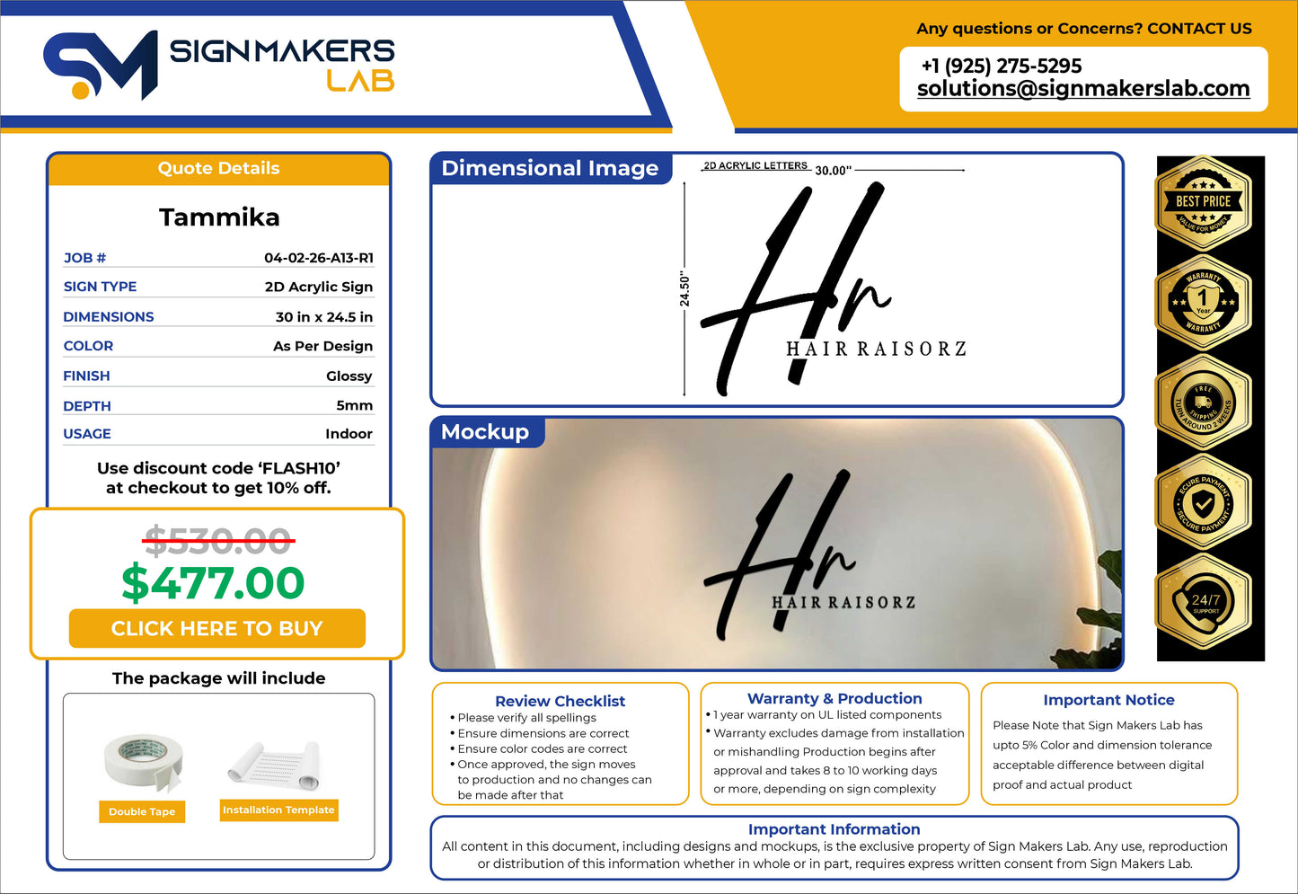 HR Hair Raisorz Acrylic Sign