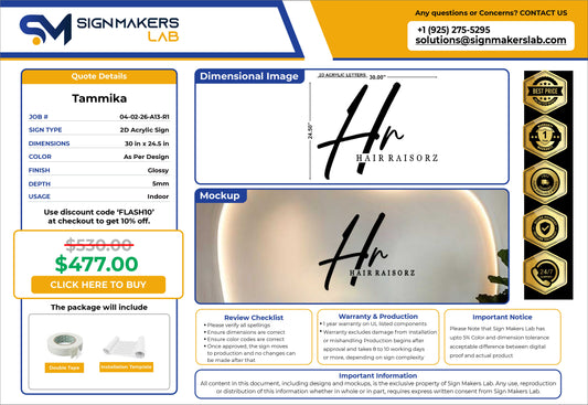 HR Hair Raisorz Acrylic Sign