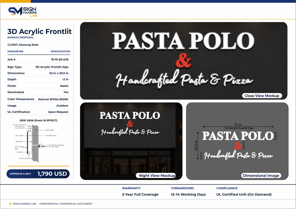 PASTA & POLO Frontlit Sign