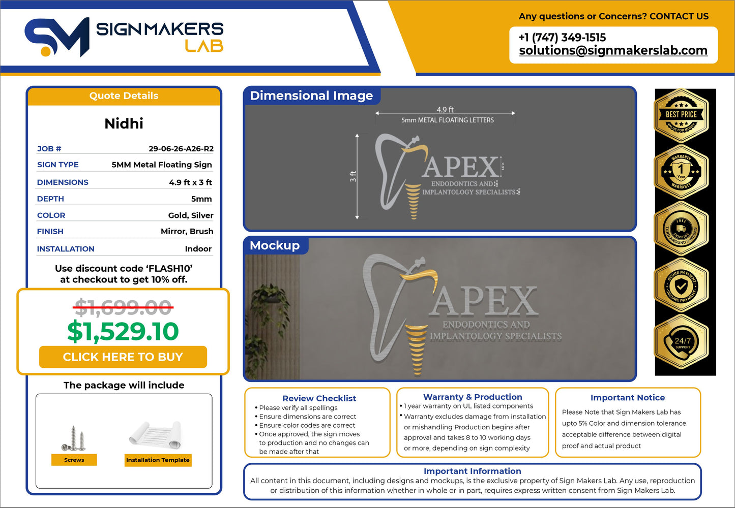Apex Metal Floating Letters