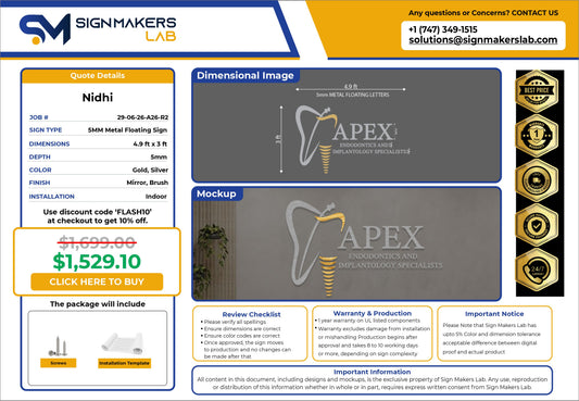 Apex Metal Floating Letters