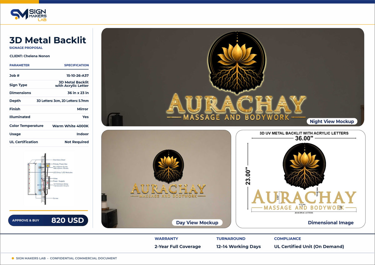 AURACHY Metal Backlit Sign