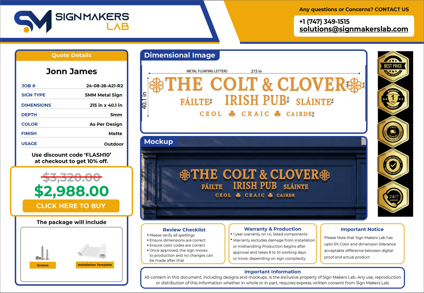 The Colt and Clover Metal Letter Sign