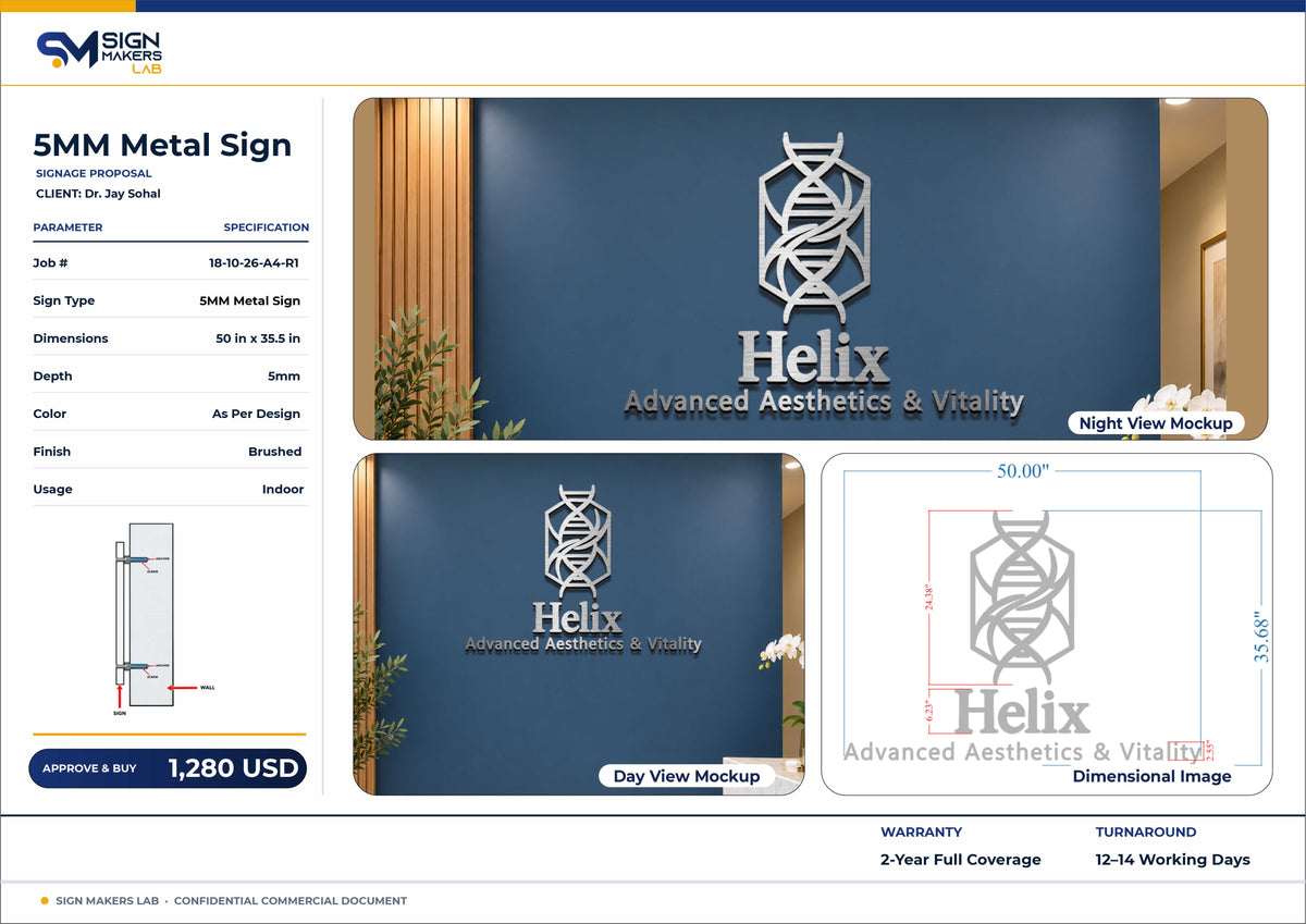 HELIX Advanced Aesthetics & Vitality Metal Floating Letters
