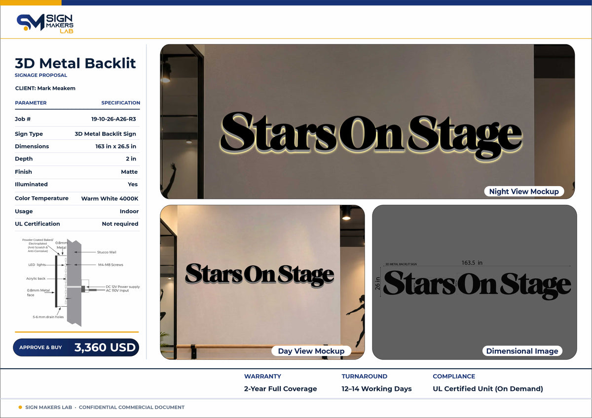 Stars On Stage 3D Metal Backlit Sign