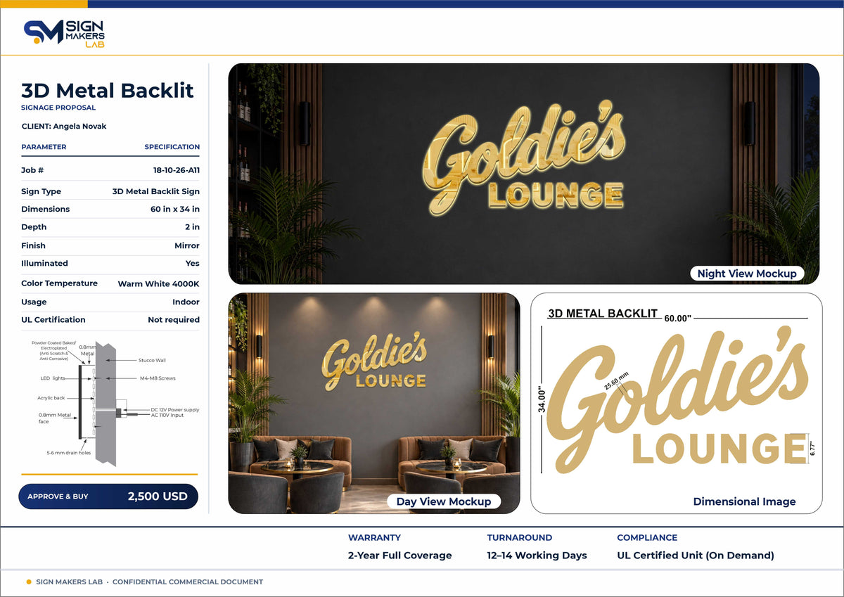 Goldie's Lounge Metal Backlit Sign1