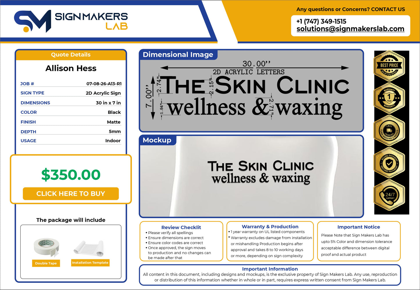 The Skin Clinic Acrylic Letters