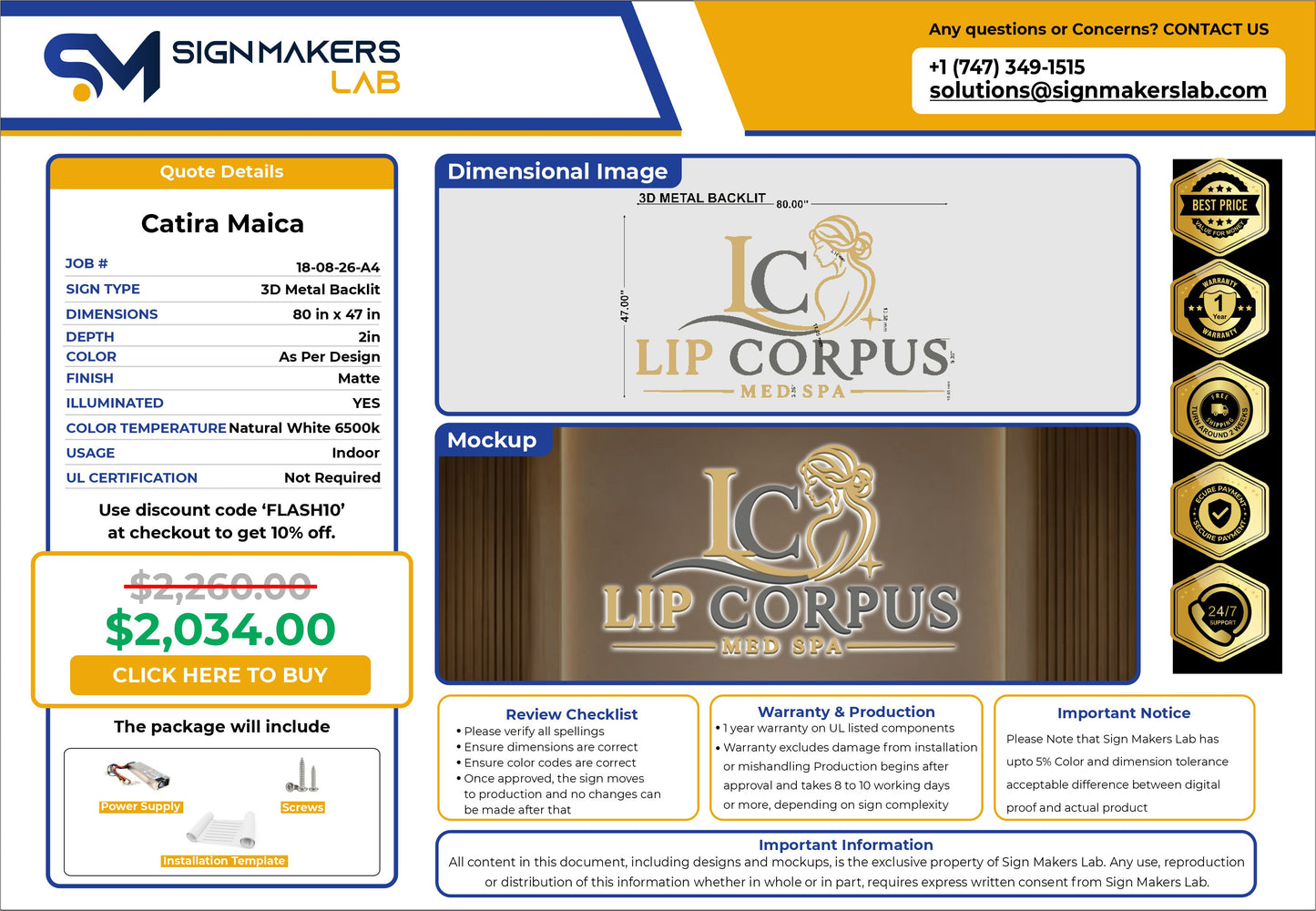 Lip Corpus 3D Metal Backlit Sign