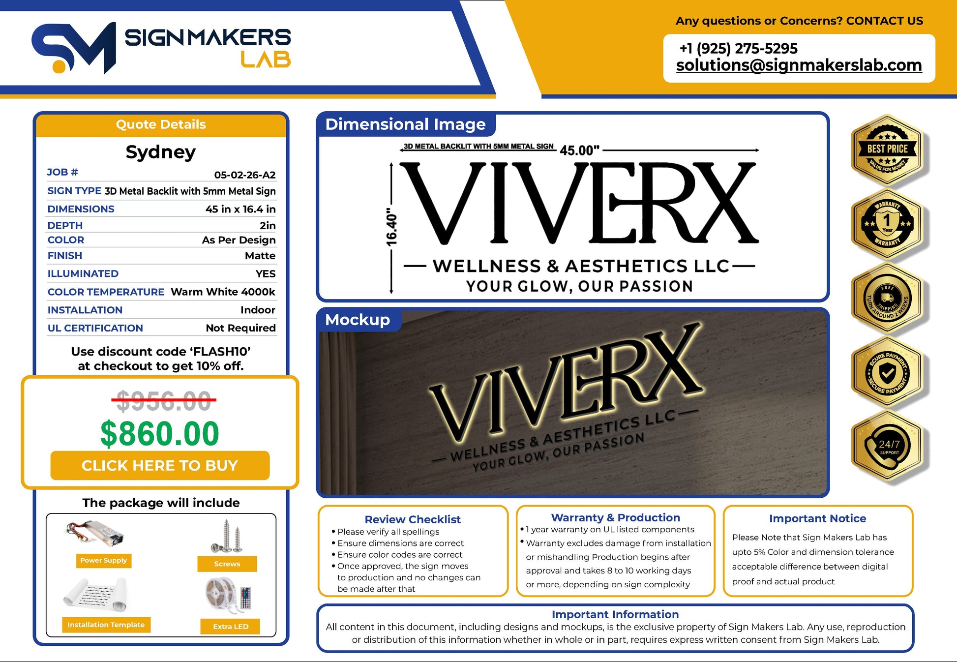 VIVE RX SPA 3D Metal Back-Lit Signmakerslab